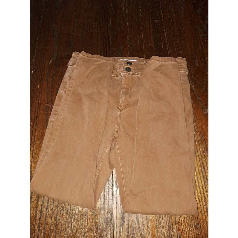 Size 6 28 LOFT Made and Loved Double Button Zip Pockets Brown Pants Mid Rise - Picture 4 of 6